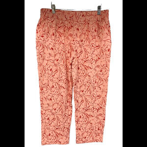 AnyBody Printed Brushed Towel Terry Pant Peach/Floral - Regular